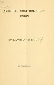 Cover of: By-laws and rules by American Ornithologists' Union