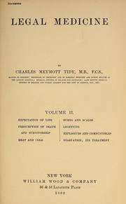 Cover of: Legal medicine. by Charles Meymott Tidy, Charles Meymott Tidy