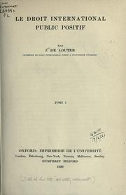 Cover of: Le droit international public positif