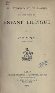 Cover of: Le développement du langage observé chez un enfant bilingue