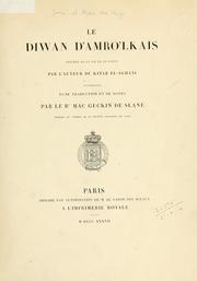 Cover of: Le Diwan d'Amro'lkais by Imru al-Qays