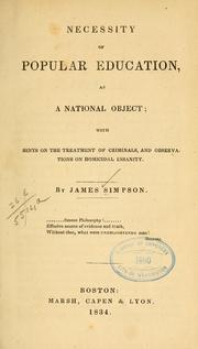 Cover of: Necessity of popular education, as a national object