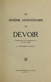Cover of: Le Dixieme anniversaire du Devoir ... by 