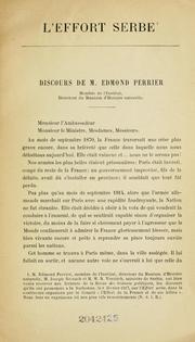 Cover of: effort serbe: discours prononcés a la Sorbonne, le 8 février 1917, dans la conférence organisée par le Comité "pour l'effort de la France et de ses alliés"
