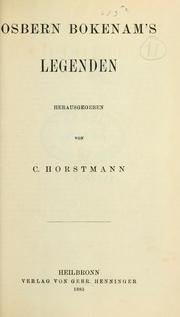 Cover of: Legenden by Osbern Bokenham