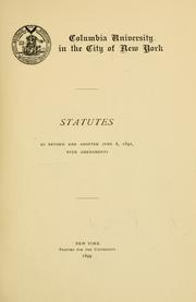 Cover of: Statutes, as revised and adopted June 6, 1892