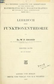 Cover of: Lehrbuch der Funktionentheorie. by William Fogg Osgood