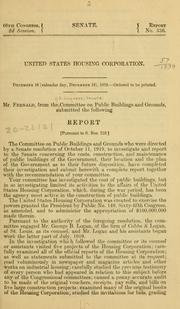 Cover of: United States Housing Corporation: Report, pursuant to S. Res. 210