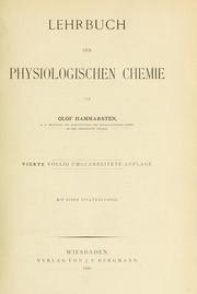 Cover of: Lehrbuch der physiologischen Chemie