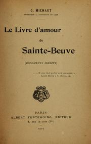 Cover of: Le livre d'amour de Sainte-Beuve: (documents inédits)
