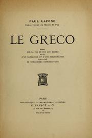 Cover of: Le Greco: essai sur sa vie et sur son oeuvre, suivi d'un catalogue et d'une bibliographie illustré de nombreuses reproductions.