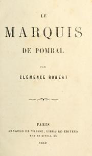 Cover of: marquis de Pombal.