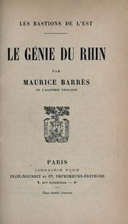 Cover of: Le génie du Rhin by Maurice Barrès
