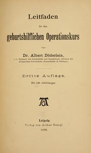 Cover of: Leitfaden für den geburtshilflichen operationskurs by Albert Döderlein
