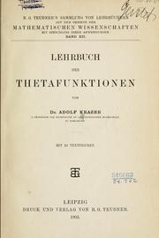 Cover of: Lehrbuch der Thetafunktionen