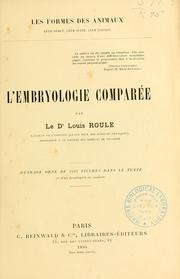 Cover of: embryologie comparée