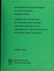 Cover of: Bythotrephes cederstroemi in south-central Ontario lakes | 