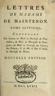 Cover of: Lettres de Madame de Maintenon ... by Madame de Maintenon