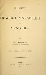 Cover of: Lehrbuch der entwickelungsgeschichte des menschen