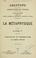 Cover of: Le métaphysique, livre Ier