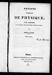 Cover of: Notions élémentaires de physique avec planches: à l'usage des maisons d'éducation