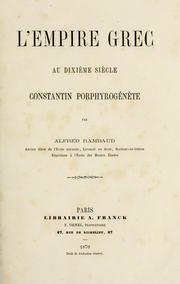 Cover of: Empire grec au dixième siècle: Constantin Porphyrogénète.