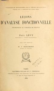 Cover of: Leçons d'analyse fonctionnelle professées au Collège de France, avec une préf. de J. Hadamard.