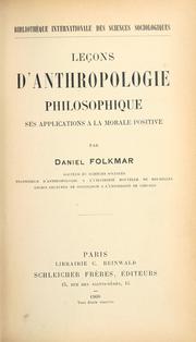 Cover of: Leçons d'anthropologie philosophique by Daniel Folkmar, Daniel Folkmar