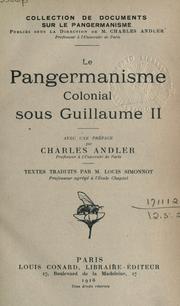 Cover of: Le pangermanisme colonial sous Guillaume II