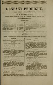Cover of: L'enfant prodigue: drame en trois actes, mêlé de chant
