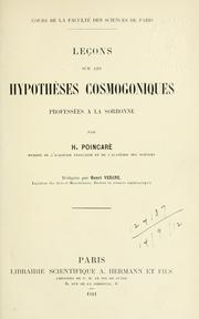 Cover of: Leçons sur les hypotheses cosmogoniques professées a la Sorbonne