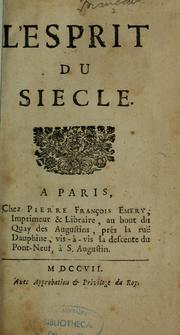 Cover of: L'esprit du siecle by [Lubières, de], d 1707