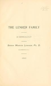 Cover of: The Lenher family: a genealogy