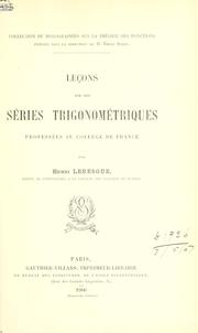 Cover of: Leçons sur les séries trigonométriques professées au College de France.