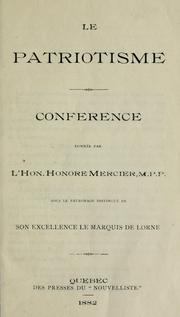 Cover of: Le patriotisme by Honoré Mercier