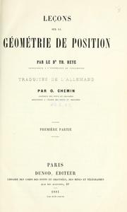 Cover of: Leçons sur la géométrie de position. by Theodor Reye
