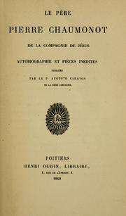 Cover of: père Pierre Chaumonot de la Compagnie de Jésus: autobiographie et pièces inédites