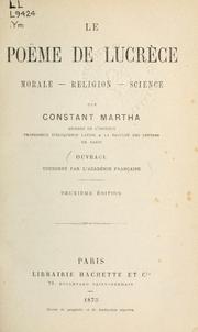 Cover of: Le poëme de Lucrèce: morale - religion - science. by Benjamin Constant Martha