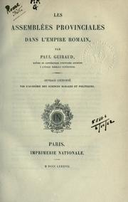 Cover of: Les assemblées provinciales dans l'empire romain.