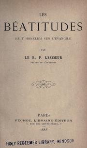 Cover of: Les Béatitudes: huit homélies sur l'Évangile