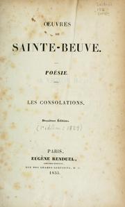 Cover of: Les consolations by Charles Augustin Sainte-Beuve