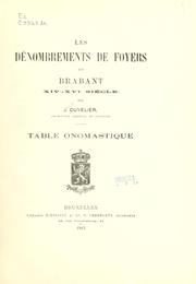 Cover of: dénombrements de foyers en Brabant (XIVe-XVIe siècle). Table onomastique.