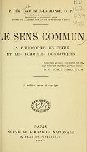 Cover of: sens commun: la philosophie de l'être et les formules dogmatiques