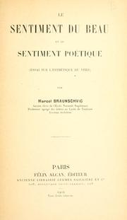 Cover of: Le sentiment du beau et le sentiment poétique (essai sur l'esthétique du vers)