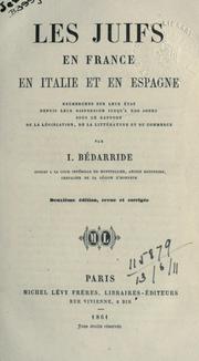Cover of: Juifs en France, en Italie et en Espagne.