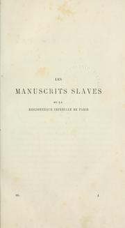 Cover of: manuscrits slaves de la Bibliothèque Impériale de Paris