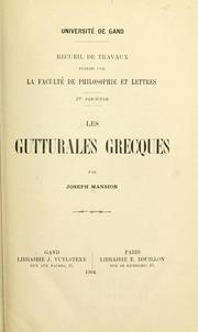 Cover of: Les gutturales grecques. by Joseph Mansion