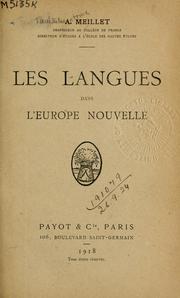 Cover of: Les langues dans l'Europe nouvelle