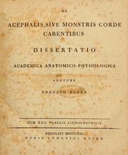 Cover of: De acephalis sive monstris corde carentibus by Ernesto Elben