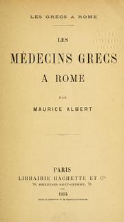 Cover of: Les médecins grecs à Rome by Maurice Albert